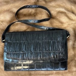 Vintage Eel Skin Black shoulder purse